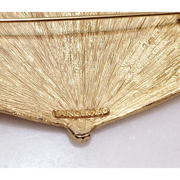 Tancer II Fan Brooch Goldtone Approx 3 In W X 1.75 In H - Picture 3 of 5
